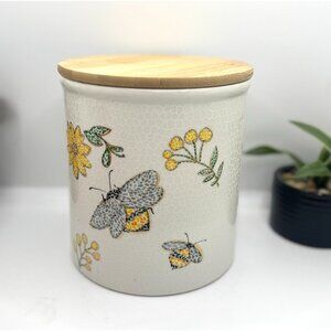 Seeds & Sunshine Butterfly Patterned Ceramic Storage Jar With Bamboo Lid